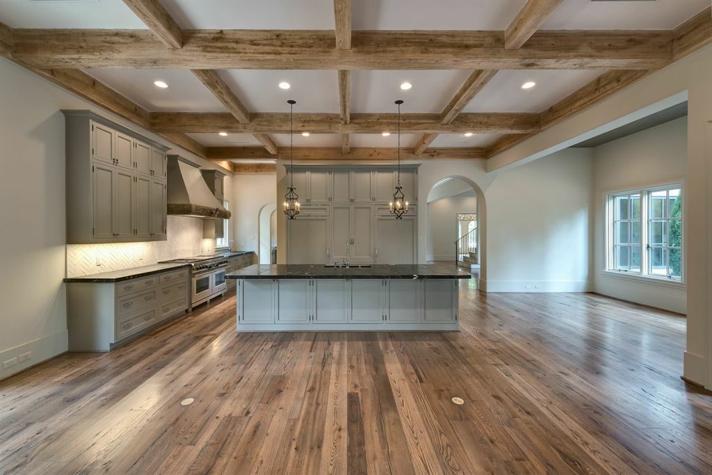 Mirador builders Mediterranean Revival style custom home, living and greatroom