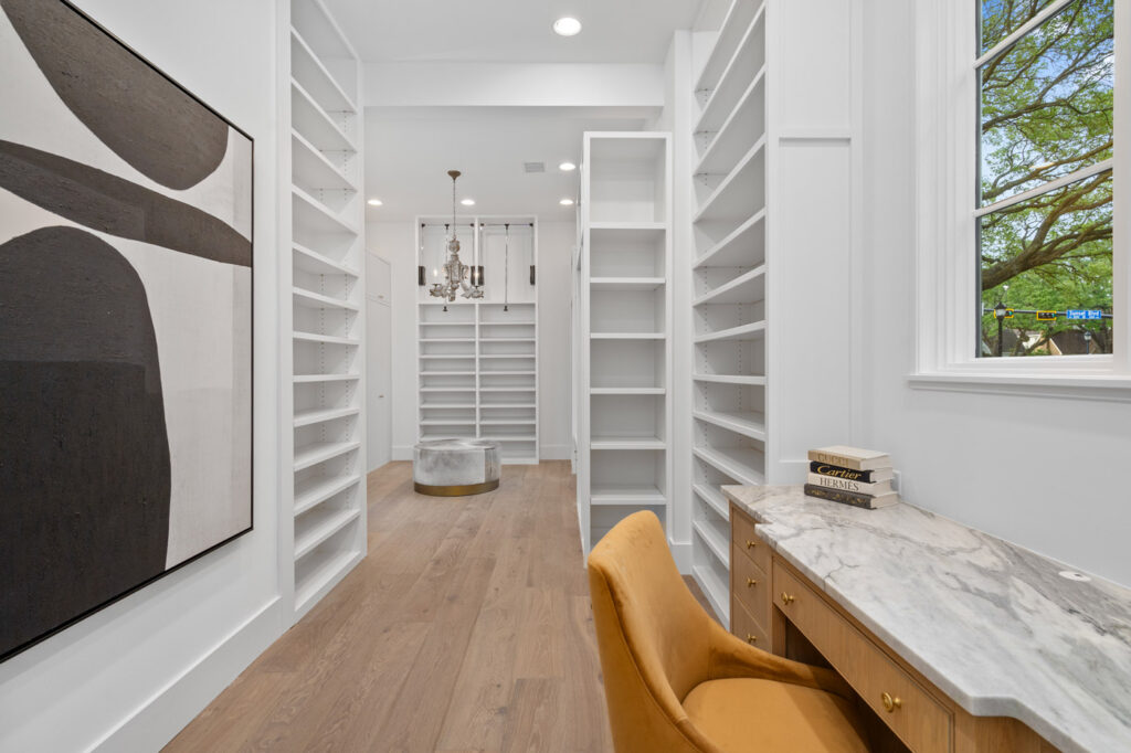 Primary Closet with a Vanity