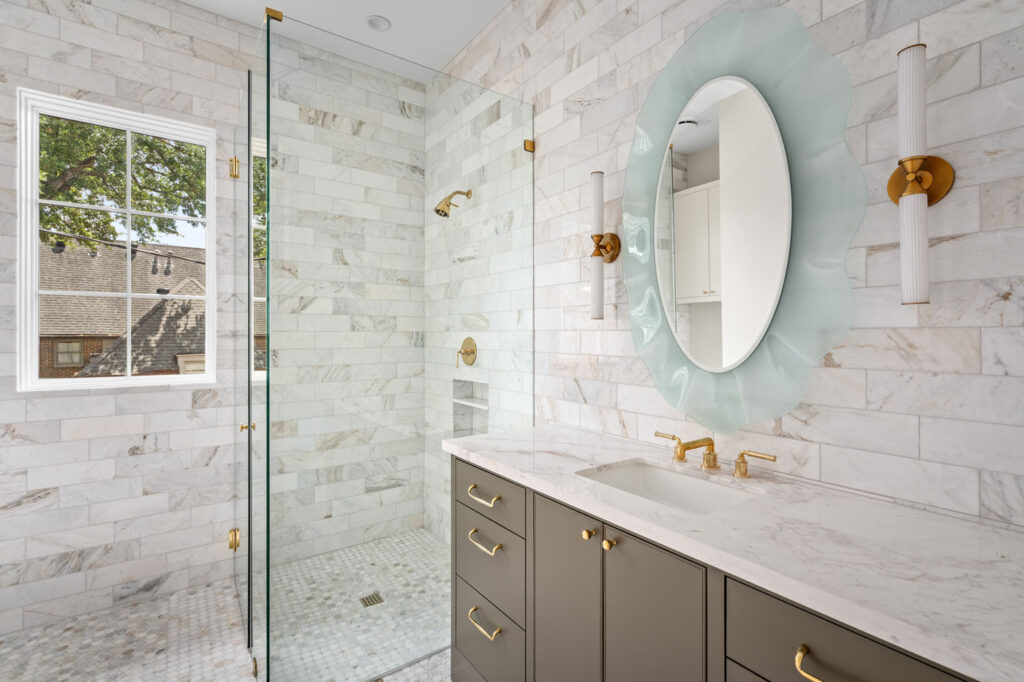 Custom Restroom with Marble Tile